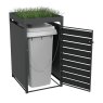Ecoscape Ecoscape - Single Bin Storage with Planter - Woodgrain Charcoal