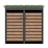Ecoscape Ecoscape - Double Bin Storage with Planter - Woodgrain Charcoal