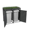 Ecoscape Ecoscape - Double Bin Storage with Planter - Woodgrain Charcoal