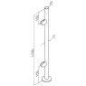 BM Architectural Pre-Assembled Glass Balustrade Round End Post with Radiused End Cap - 316/Matt Black PPC