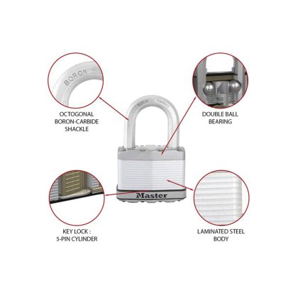 Master Lock - Excell Laminated Steel 64mm Padlock 5-Pin - 38mm Shackle