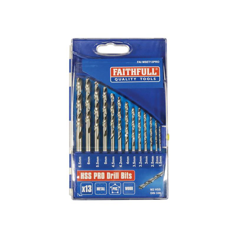 Faithfull - Professional HSS Jobber Drill Bit Set, 13 Piece (1.5 - 6.5mm)