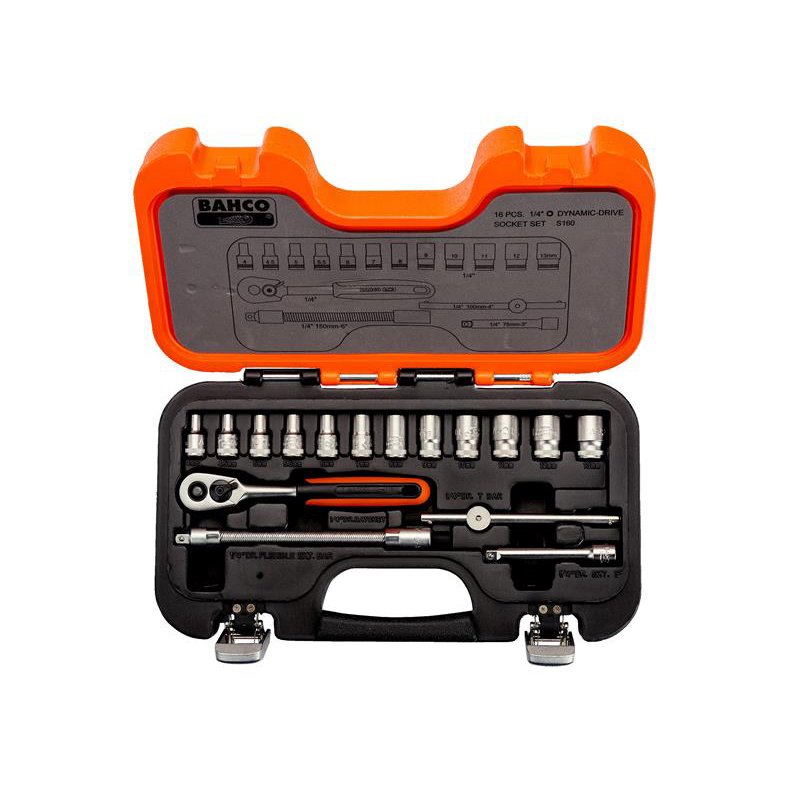 Bahco - S160 1/4in Drive Socket Set, 16 Piece